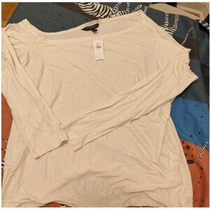 NWT Banana Republic One Shoulder Top White Long Sleeve Soft Stretch Small